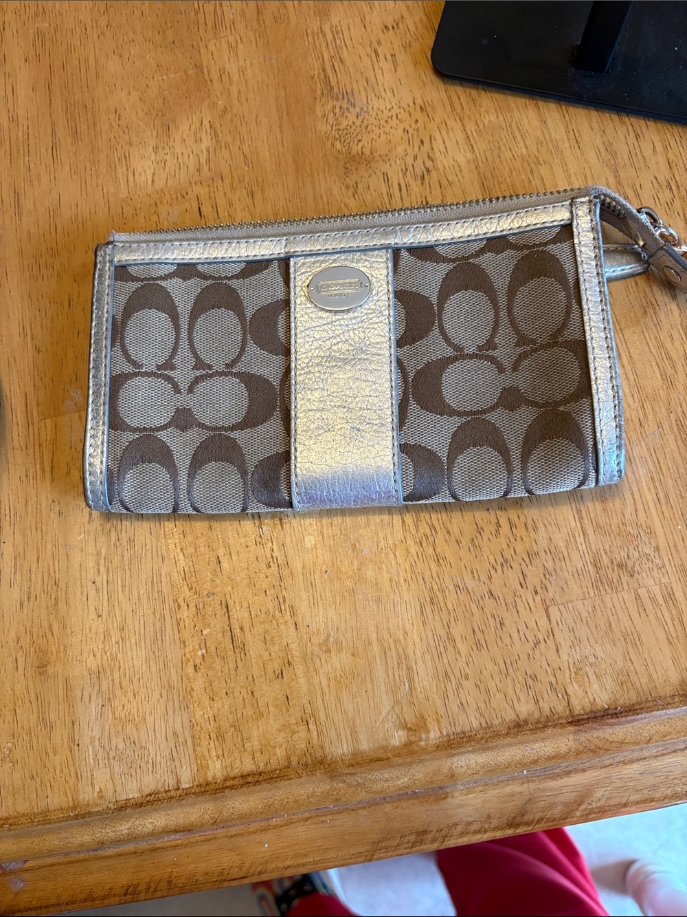 Coach Brown Signature Canvas Wristlet/wallet